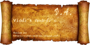 Vidák András névjegykártya